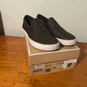 Michael Kors Dark Brown Logo Slip-On Sneakers